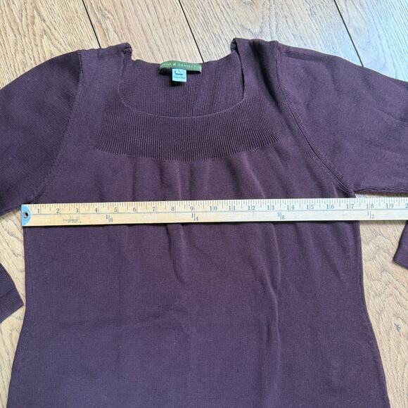 Peruvian Connection Dark Burgundy Sweater Dress SZ L Cotton Cozy Midi - Picture 5 of 9